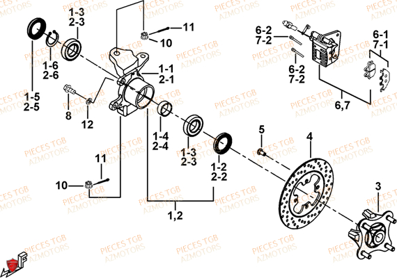 Porte Fusee De Direction AZMOTORS Pieces TGB BLADE 600 LT EPS (No Serie RFCLTHTBA.. ET RFCLTHTBC.. Type: FTH-HDLE ET FTH-JDLE)