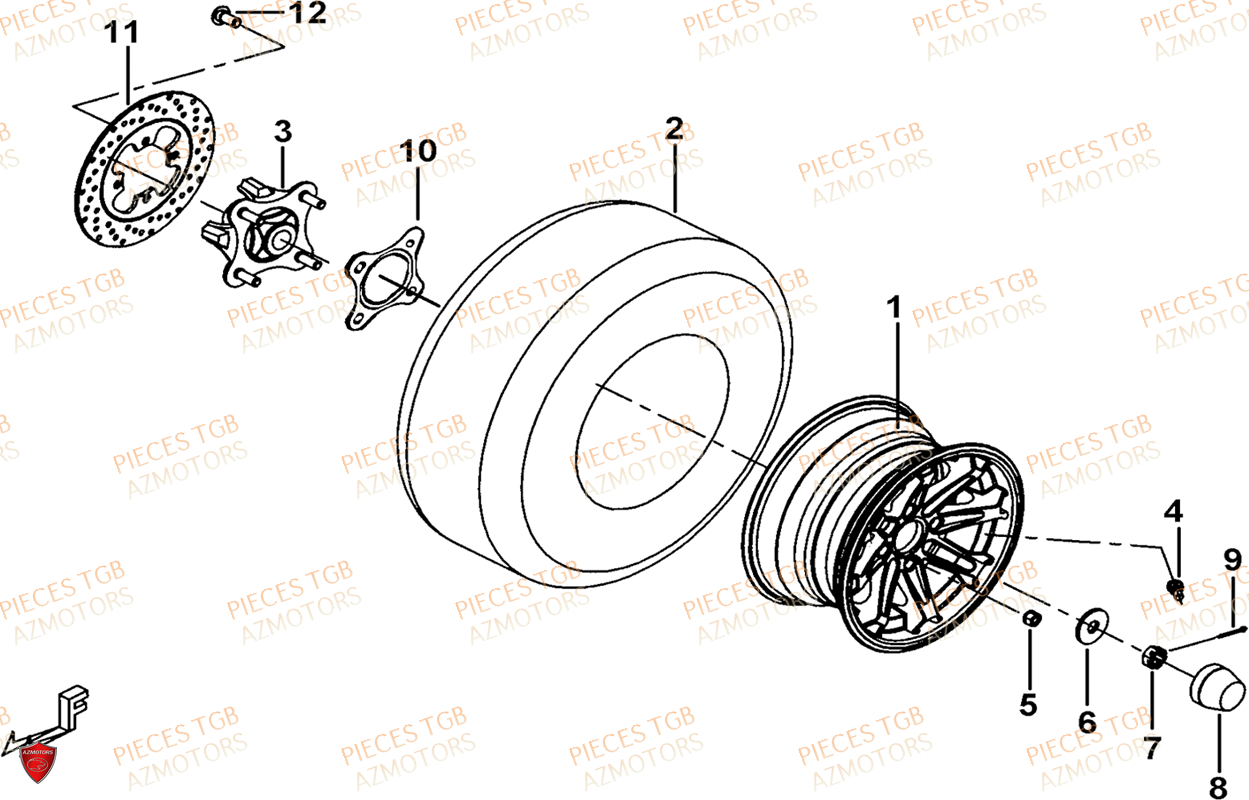 Roues Arriere (face Avant A Led) AZMOTORS Pieces TGB BLADE 600 LT EPS (No Serie RFCLTHTBA.. ET RFCLTHTBC.. Type: FTH-HDLE ET FTH-JDLE)