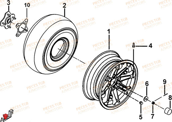 Roues Arriere (feux Avant Ronds) AZMOTORS Pieces TGB BLADE 600 LT EPS (No Serie RFCLTHTBA.. ET RFCLTHTBC.. Type: FTH-HDLE ET FTH-JDLE)