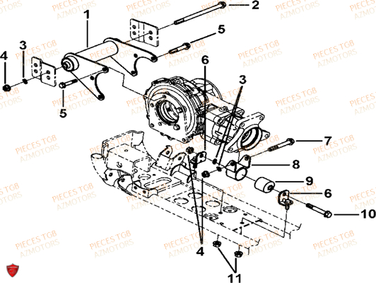 Supports Differentiel Arriere AZMOTORS Pieces TGB BLADE 600 LT EPS (No Serie RFCLTHTBA.. ET RFCLTHTBC.. Type: FTH-HDLE ET FTH-JDLE)