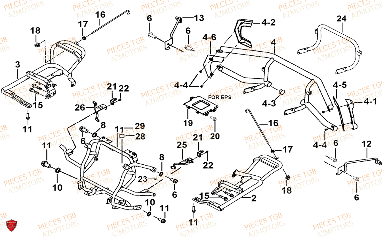 Support Pare Chocs (face Avant A Led) AZMOTORS Pieces TGB BLADE 600 LT EPS (No Serie RFCLTHTBA.. ET RFCLTHTBC.. Type: FTH-HDLE ET FTH-JDLE)