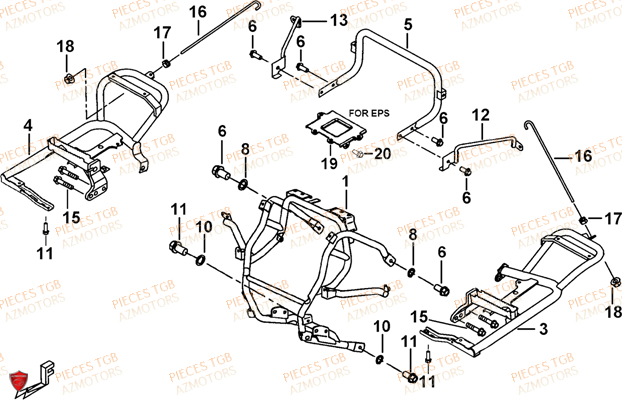 Support Pare Chocs (feux Avant Ronds) AZMOTORS Pieces TGB BLADE 600 LT EPS (No Serie RFCLTHTBA.. ET RFCLTHTBC.. Type: FTH-HDLE ET FTH-JDLE)