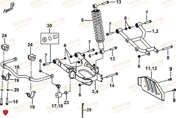 Suspension Arriere (feux Avant Ronds) AZMOTORS Pieces TGB BLADE 600 LT EPS (No Serie RFCLTHTBA.. ET RFCLTHTBC.. Type: FTH-HDLE ET FTH-JDLE)