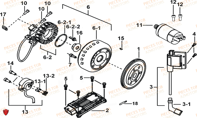 Systeme Electrique 1 AZMOTORS Pieces TGB BLADE 600 LT EPS (No Serie RFCLTHTBA.. ET RFCLTHTBC.. Type: FTH-HDLE ET FTH-JDLE)