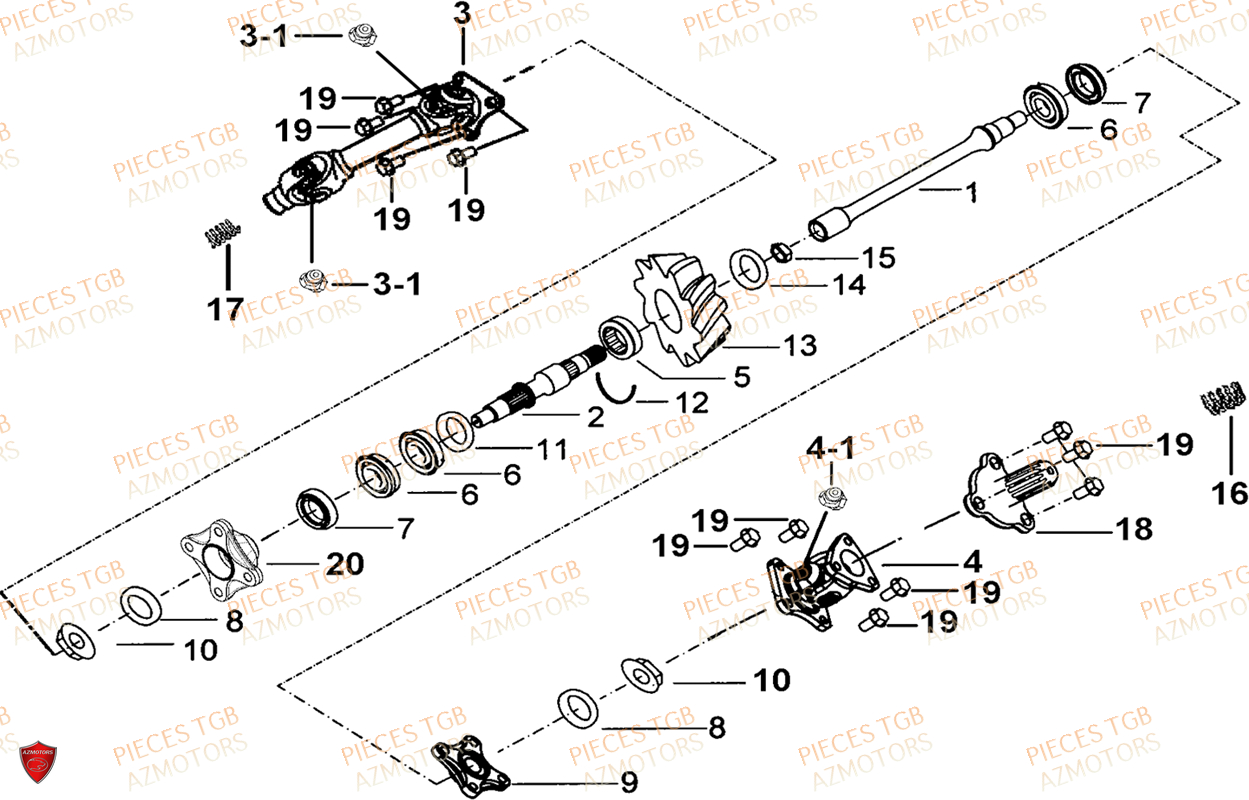 Transmission (face Avant A Led) AZMOTORS Pieces TGB BLADE 600 LT EPS (No Serie RFCLTHTBA.. ET RFCLTHTBC.. Type: FTH-HDLE ET FTH-JDLE)