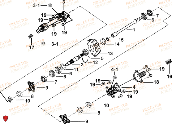 Transmission (feux Avant Ronds) AZMOTORS Pieces TGB BLADE 600 LT EPS (No Serie RFCLTHTBA.. ET RFCLTHTBC.. Type: FTH-HDLE ET FTH-JDLE)