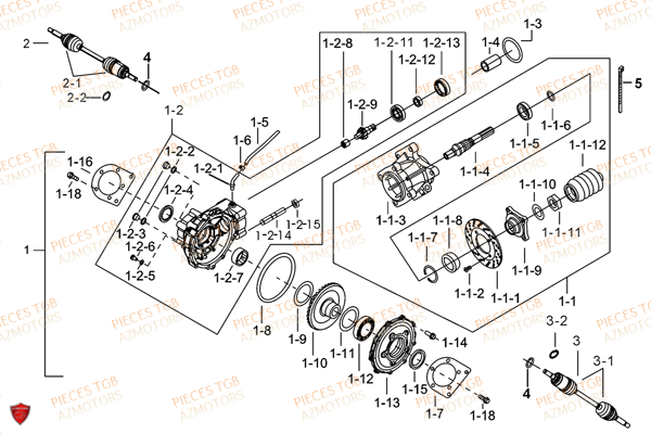 Blocage Differentiel Arriere TGB Pieces TGB BLADE 600 SE EPS (No Serie RFCFTHTBA.. ET RFCFTHTBC.. Type: FTH-HDE ET FTH-JDE)