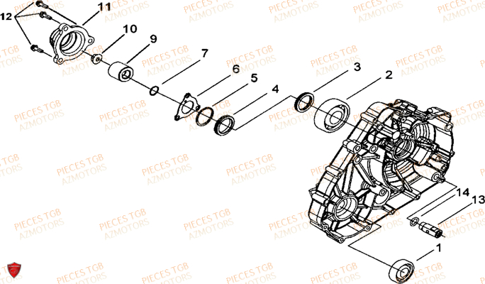 Cache Carter Moteur Gauche 1 TGB Pieces TGB BLADE 600 SE EPS (No Serie RFCFTHTBA.. ET RFCFTHTBC.. Type: FTH-HDE ET FTH-JDE)
