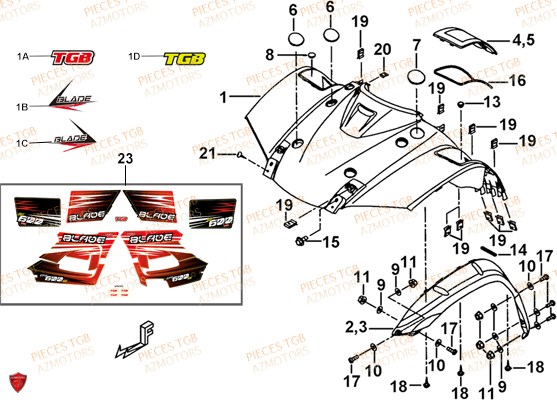 Carrosserie Avant TGB Pieces TGB BLADE 600 SE EPS (No Serie RFCFTHTBA.. ET RFCFTHTBC.. Type: FTH-HDE ET FTH-JDE)