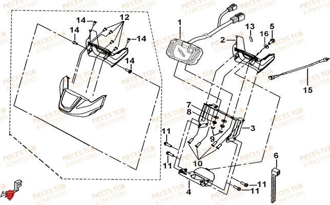 Compteur (modele Avec Face Avant A Led) TGB Pieces TGB BLADE 600 SE EPS (No Serie RFCFTHTBA.. ET RFCFTHTBC.. Type: FTH-HDE ET FTH-JDE)