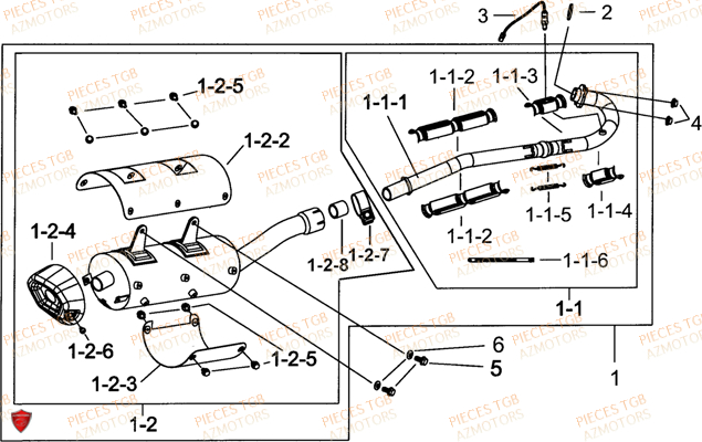Echappement TGB Pieces TGB BLADE 600 SE EPS (No Serie RFCFTHTBA.. ET RFCFTHTBC.. Type: FTH-HDE ET FTH-JDE)