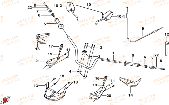 Guidon (modele Avec Face Avant A Led) AZMOTORS Pieces TGB BLADE 600 SE EPS (No Serie RFCFTHTBA.. ET RFCFTHTBC.. Type: FTH-HDE ET FTH-JDE)