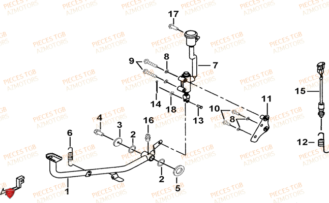 Pedale De Frein TGB Pieces TGB BLADE 600 SE EPS (No Serie RFCFTHTBA.. ET RFCFTHTBC.. Type: FTH-HDE ET FTH-JDE)