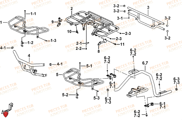 Porte Bagages Acier (option) AZMOTORS Pieces TGB BLADE 600 SE EPS (No Serie RFCFTHTBA.. ET RFCFTHTBC.. Type: FTH-HDE ET FTH-JDE)