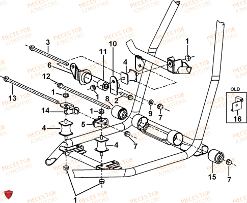 Supports Moteur TGB Pieces TGB BLADE 600 SE EPS (No Serie RFCFTHTBA.. ET RFCFTHTBC.. Type: FTH-HDE ET FTH-JDE)