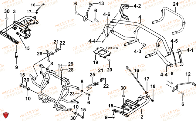 Support Pare Chocs (modele Avec Face Avant A Led) AZMOTORS Pieces TGB BLADE 600 SE EPS (No Serie RFCFTHTBA.. ET RFCFTHTBC.. Type: FTH-HDE ET FTH-JDE)