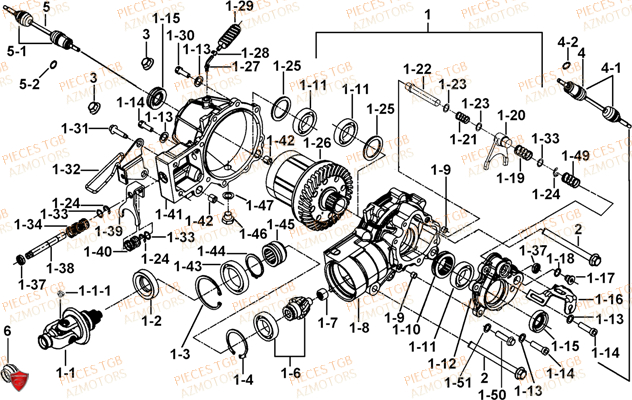 BLOCAGE DIFFERENTIEL AVANT AZMOTORS TGB BLADE 600 SE X