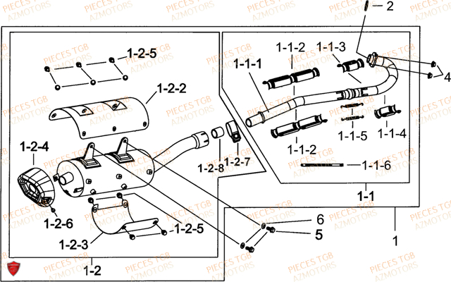 Echappement TGB Pieces TGB BLADE 600 SE X EPS (No Serie RFCFTHTBC.. Type: FTH-JDE)