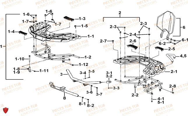 Porte Bagages Plastique (option) TGB Pieces TGB BLADE 600 SE X EPS (No Serie RFCFTHTBC.. Type: FTH-JDE)