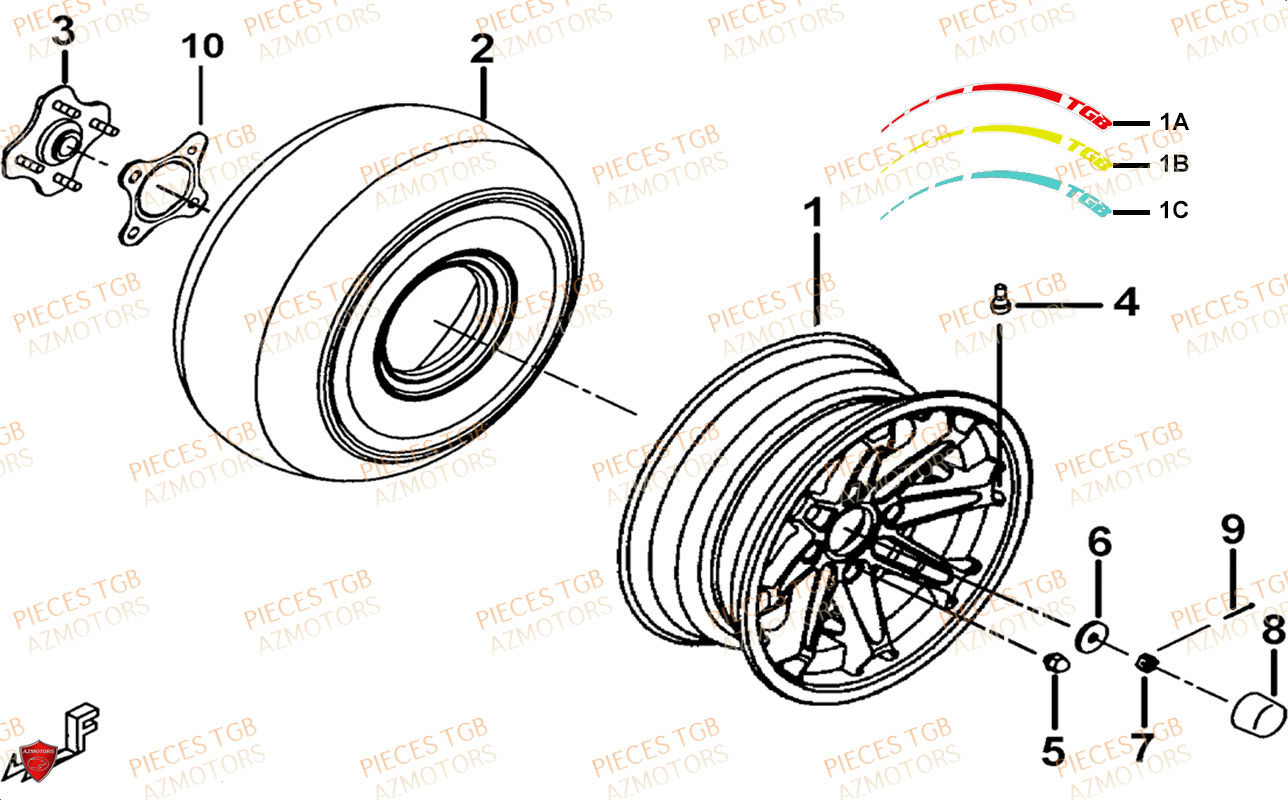 Roues Arriere TGB Pieces TGB BLADE 600 SE X EPS (No Serie RFCFTHTBC.. Type: FTH-JDE)
