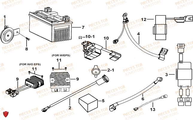 Systeme Electrique 3 TGB Pieces TGB BLADE 600 SE X EPS (No Serie RFCFTHTBC.. Type: FTH-JDE)