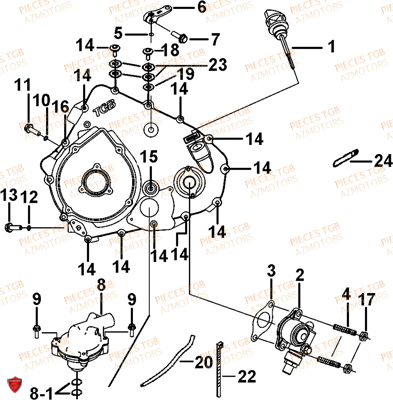 CACHE CARTER MOTEUR GAUCHE 2 AZMOTORS TGB BLADE 600 SL