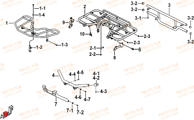 Porte Bagages Acier (face Avant A Led) AZMOTORS Pieces TGB BLADE 600 SL (No Serie RFCFTHTBB.. ET RFCFTHTBD..
Type: FTH-HDE ET FTH-JDE)