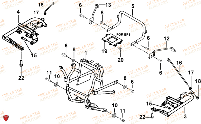 SUPPORT PARE CHOCS (MODELE AVEC FEUX AVANT RONDS) AZMOTORS TGB BLADE 600 SL