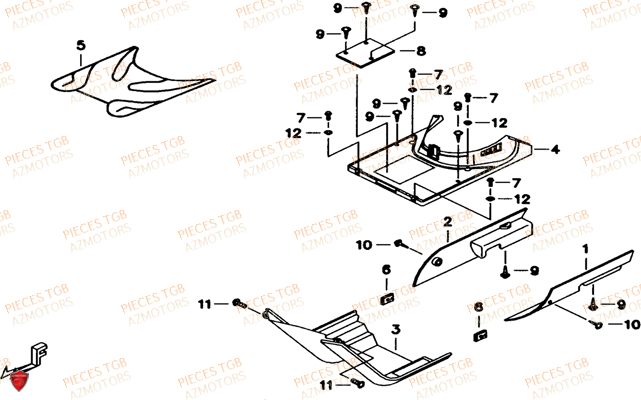 Carenage Arriere TGB Pieces TGB EXPRESS_125 (No Serie RFCBK8KCE...Type: BK8-E)
