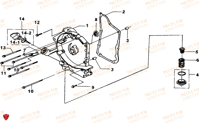 Carter Moteur Droit TGB Pieces TGB EXPRESS_125 (No Serie RFCBK8KCE...Type: BK8-E)
