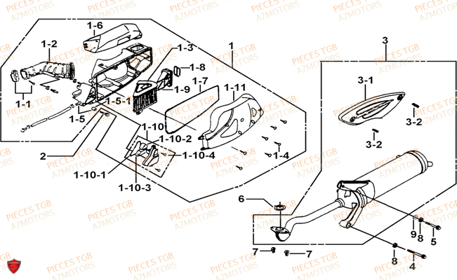 Echappement TGB Pieces TGB EXPRESS_125 (No Serie RFCBK8KCE...Type: BK8-E)
