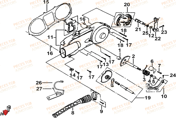 Frein Arriere TGB Pieces TGB EXPRESS_125 (No Serie RFCBK8KCE...Type: BK8-E)
