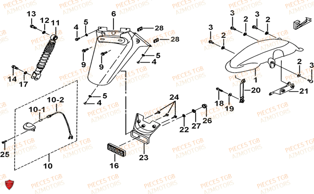 Garde Boue Arriere TGB Pieces TGB EXPRESS_125 (No Serie RFCBK8KCE...Type: BK8-E)
