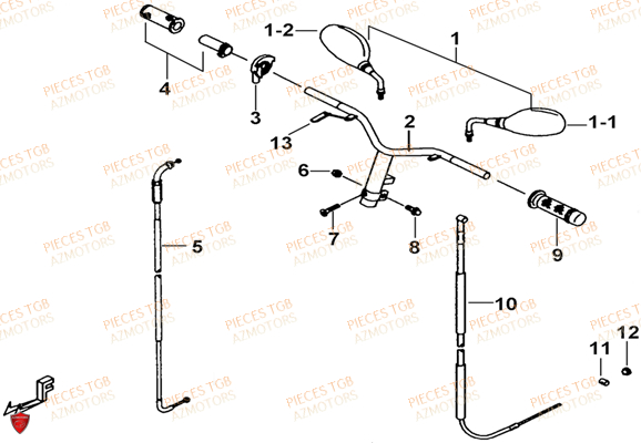 Guidon TGB Pieces TGB EXPRESS_125 (No Serie RFCBK8KCE...Type: BK8-E)

