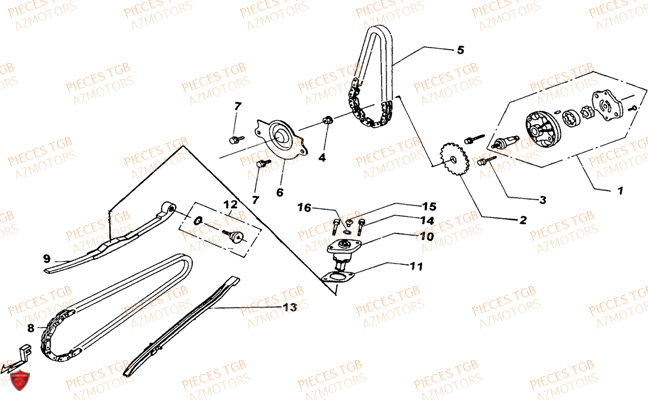 Pompe A Huile TGB Pieces TGB EXPRESS_125 (No Serie RFCBK8KCE...Type: BK8-E)
