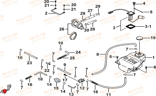 RESERVOIR TGB Retrouvez les pieces détachées du TGB EXPRESS 125,RFCBK8KCE  vue eclatée ,schema, de pieces