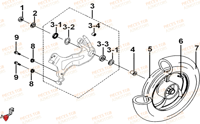 Roue Arriere TGB Pieces TGB EXPRESS_125 (No Serie RFCBK8KCE...Type: BK8-E)
