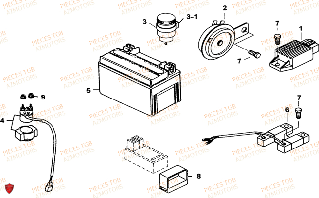 Systeme Electrique 3 TGB Pieces TGB EXPRESS_125 (No Serie RFCBK8KCE...Type: BK8-E)
