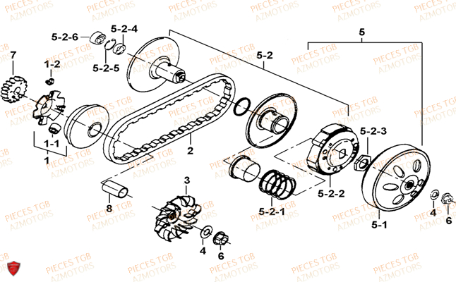 Variateur TGB Pieces TGB EXPRESS_125 (No Serie RFCBK8KCE...Type: BK8-E)
