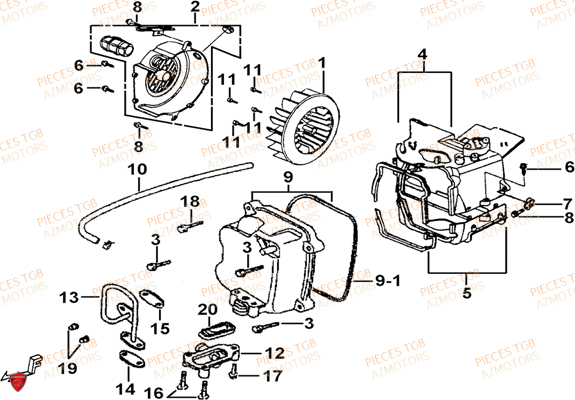 Ventilateur TGB Pieces TGB EXPRESS_125 (No Serie RFCBK8KCE...Type: BK8-E)

