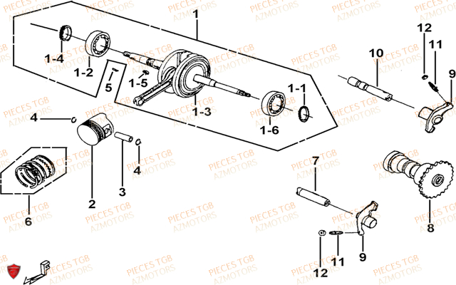 Vilebrequin TGB Pieces TGB EXPRESS_125 (No Serie RFCBK8KCE...Type: BK8-E)

