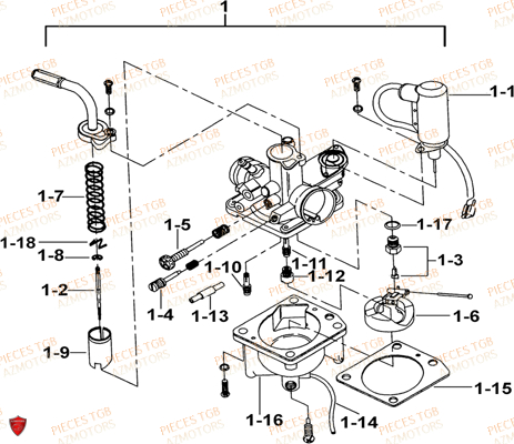 Carburateur TGB Pieces TGB EXPRESS_50 (No Serie RFCBK1BKB...Type: BK1-B)