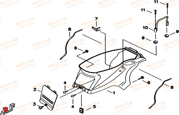 Carrosserie Principale TGB Pieces TGB EXPRESS_50 (No Serie RFCBK1BKB...Type: BK1-B)