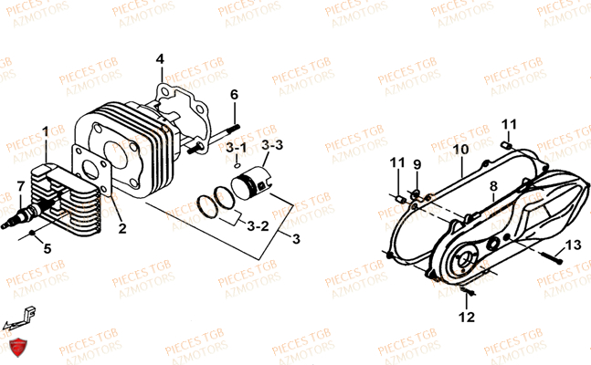 Cylindre TGB Pieces TGB EXPRESS_50 (No Serie RFCBK1BKB...Type: BK1-B)