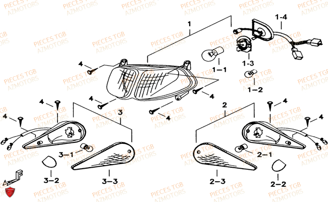 Eclairage Avant TGB Pieces TGB EXPRESS_50 (No Serie RFCBK1BKB...Type: BK1-B)