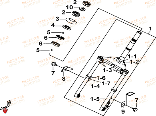 Fourche TGB Pieces TGB EXPRESS_50 (No Serie RFCBK1BKB...Type: BK1-B)