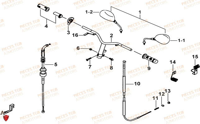 Guidon TGB Pieces TGB EXPRESS_50 (No Serie RFCBK1BKB...Type: BK1-B)