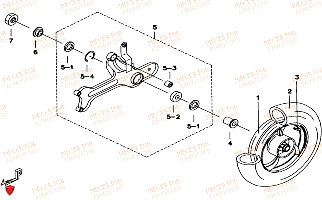 Roue Arriere TGB Pieces TGB EXPRESS_50 (No Serie RFCBK1BKB...Type: BK1-B)