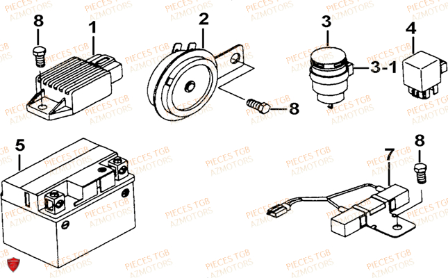 Systeme Electrique 3 TGB Pieces TGB EXPRESS_50 (No Serie RFCBK1BKB...Type: BK1-B)