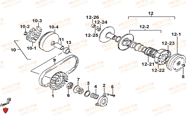 VARIATEUR TGB Retrouvez les pieces détachées du TGB EXPRESS 50, RFCBK1BKB  vue eclatée ,schema, de pieces